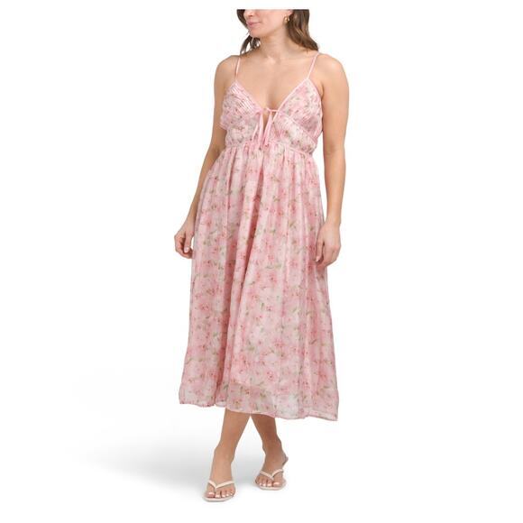 En Saison Pink Silky floral dress size small - Picture 1 of 6